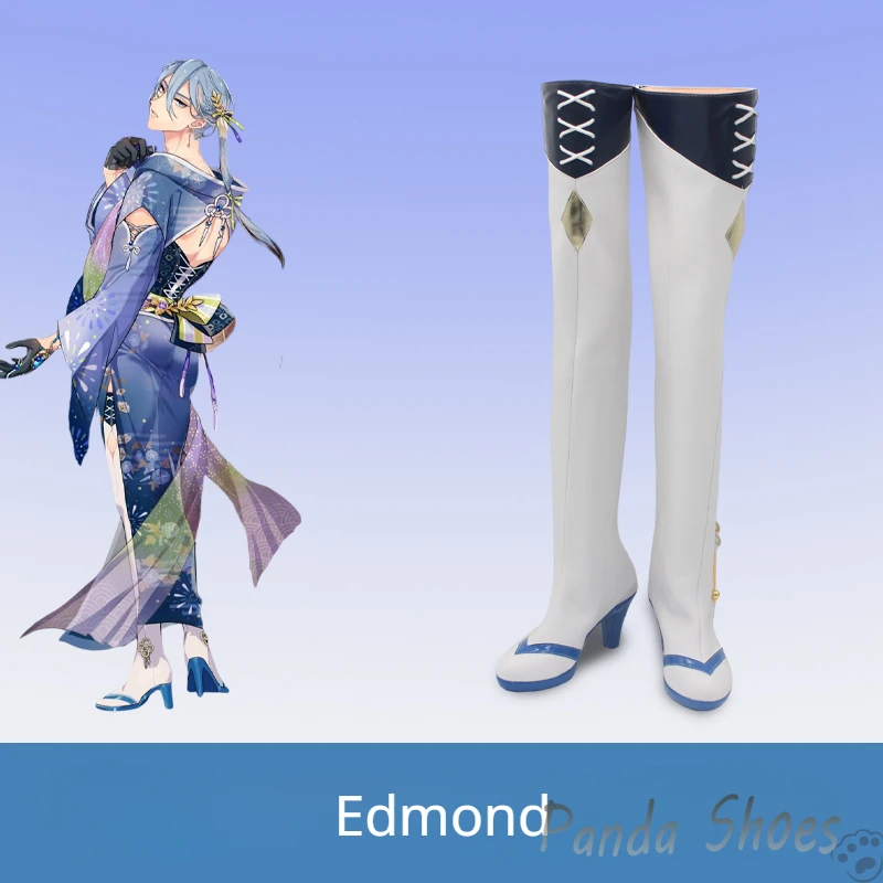 

Nu Carnival Edmond Cosplay Shoes Anime Game Cos White Boots Nu Carnival Edmond Cosplay Costume Prop Shoes for Halloween Party