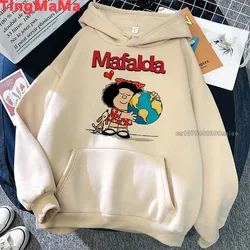 Autumn Winter Cotton Fleece Hoodie PAZ Mafalda QUIERO Cafe Printed Women Sweatshirt Spain Cartoon Pullover Men Women Clothing