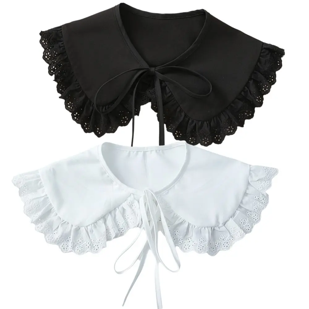 

Fashion White Lace Fake Collar Vintage Solid Color Shawl Collar Chic Style Casual Detachable False Collar Lapel Design