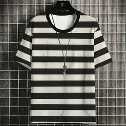 Fashion Men's T-shirt Stripe Pattern Classic Fashion Travel Casual Street Style Sweat-wick Quick-drying High-grade Short Sleeve