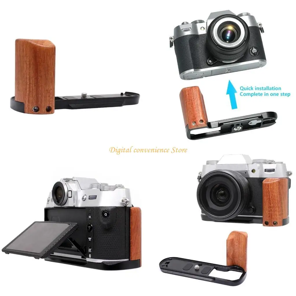 

97QA Ручка камеры Деревянная рукоятка L-образные кронштейны для быстросъемной пластины камеры X T50