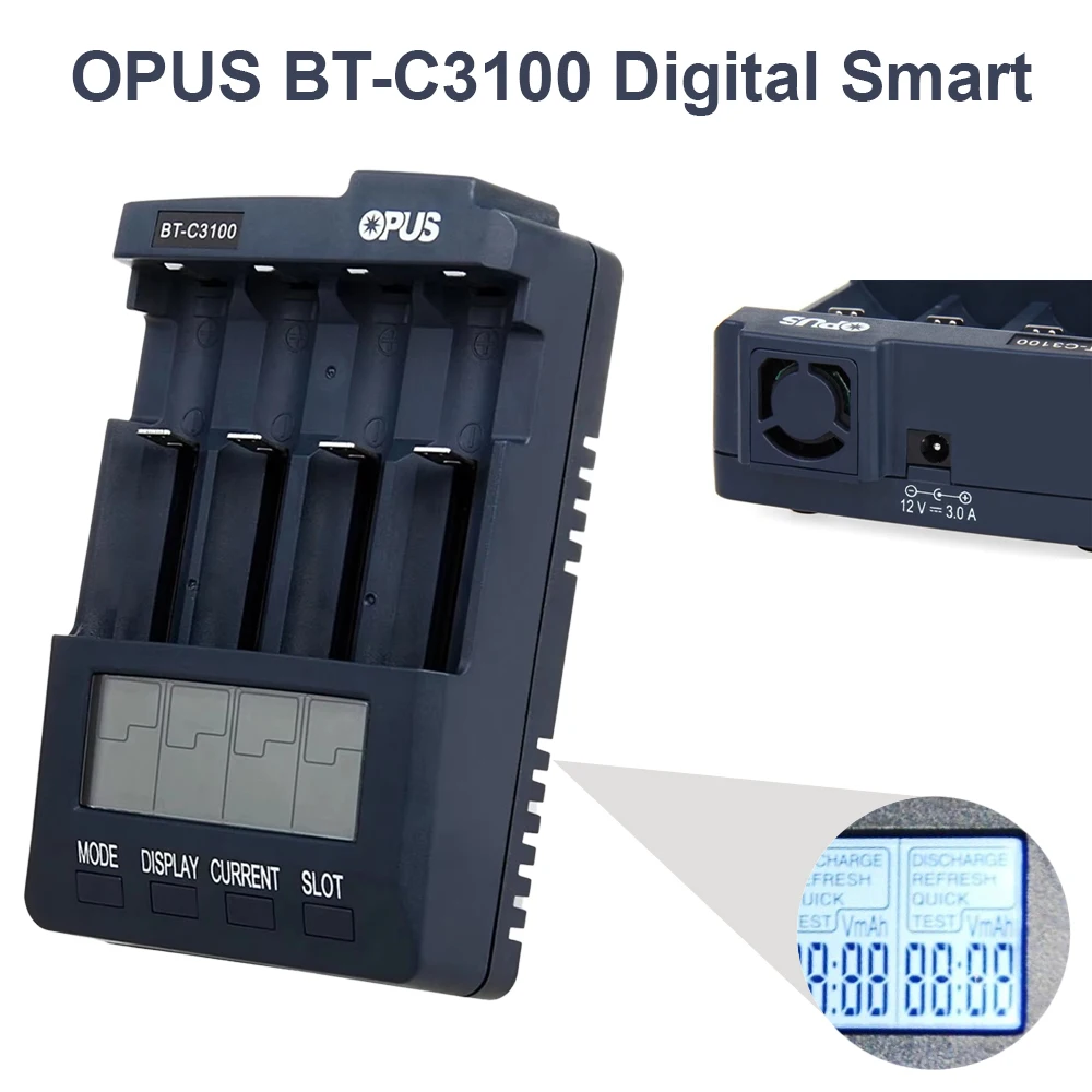 

OPUS BT-C3100 V2.2 Universal Four Slots Charger Replenisher Smart Rechargeable Smart Battery Charger Accessories & Parts New