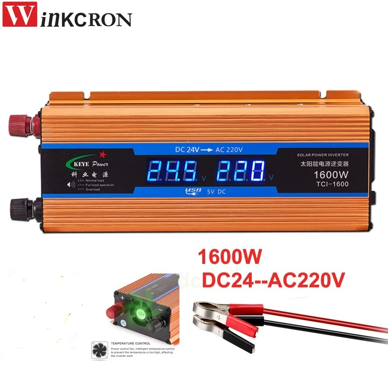 

2023 Car inverter Professional 1600W LED DC 24V to AC 220V Power inverter Supply Car Voltage Converter USB Charger Car Powers