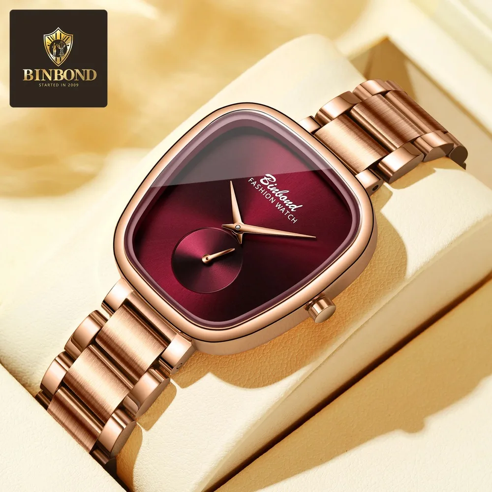 BINBOND 520Luxury Fashion Quartz Womens Watch Waterproof Steel Strip Personalized Watches for Women Relogio Feminino Reloj Mujer