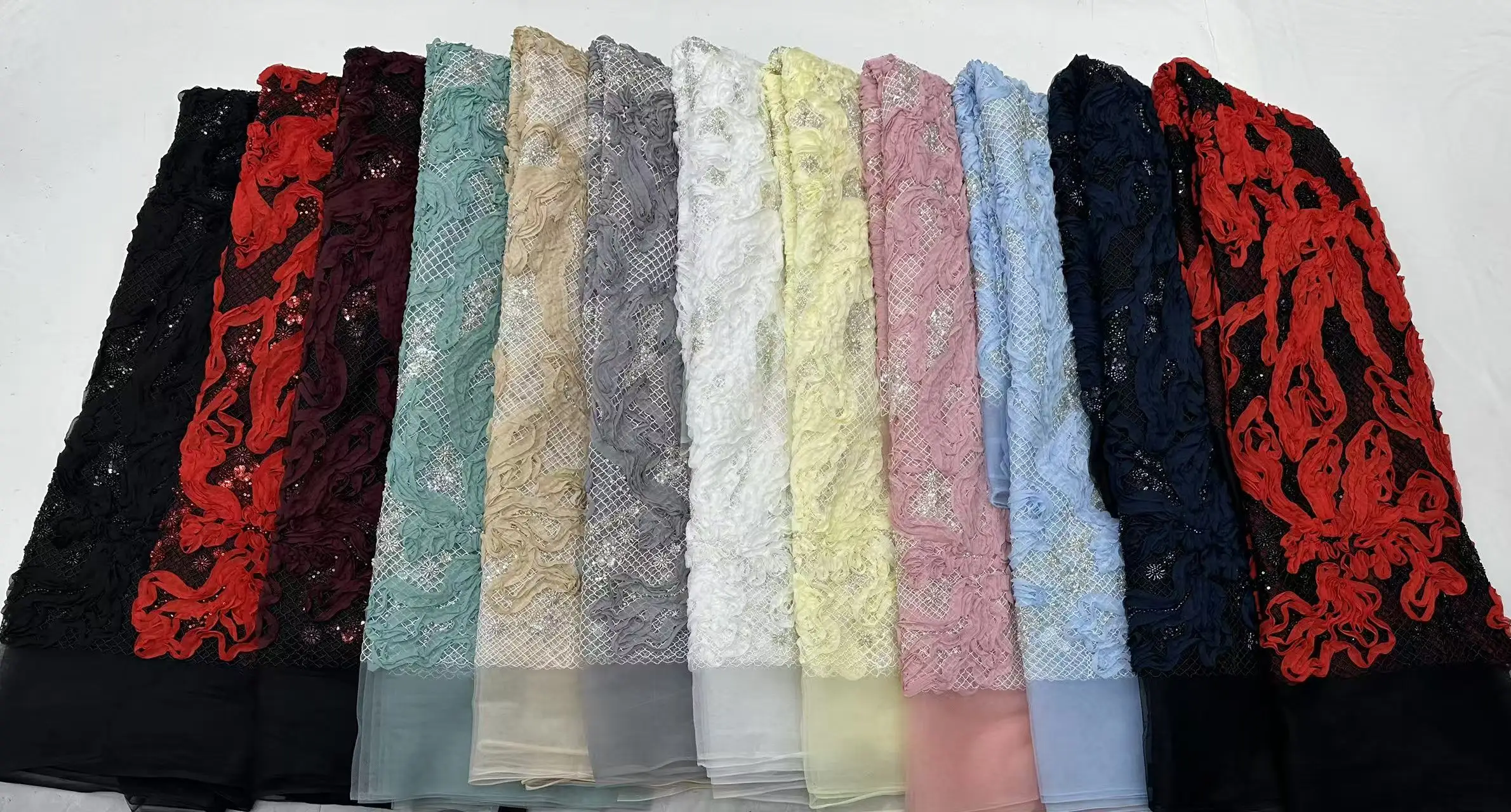 ผ้าลูกไม้ปักลายขนนก 3 มิติ แฟชั่นแอฟริกัน ประดับลูกปัด ผ้าลูกไม้คุณภาพสูง ปี 2025 ผ้าปักเลื่อมสไตล์ฝรั่งเศส ไนจีเรีย สำหรับตัดเย็บเสื้อผ้า T1555