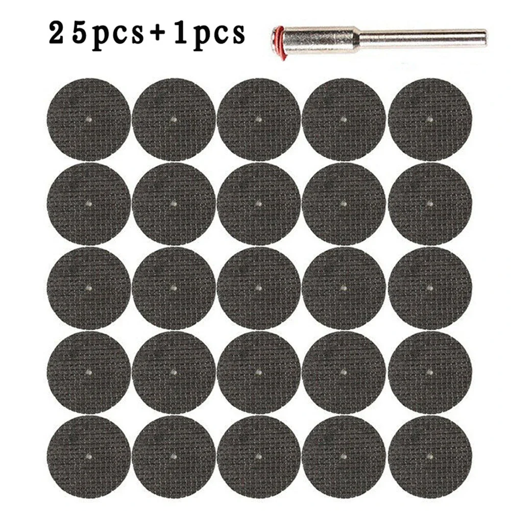 26Pcs/Set Resin Cut Off Wheel Discs And 36mm Mandrel 1/8 Inch Mandrel Fiberglass Reinforced Cut Off Wheel Rotary Discs Saw Set