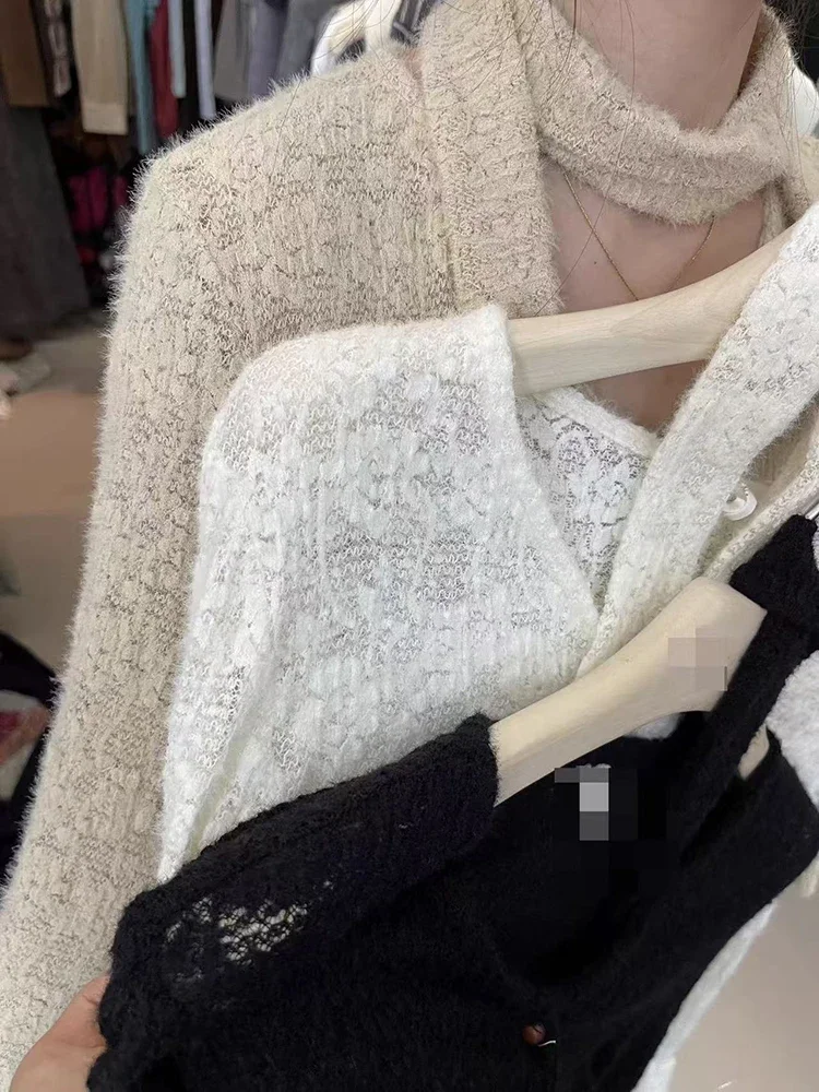 Camicia a maniche lunghe con volant in pizzo autunnale da donna coreana sexy scollo a V monopetto top femminili elegante streetwear camicetta scavata