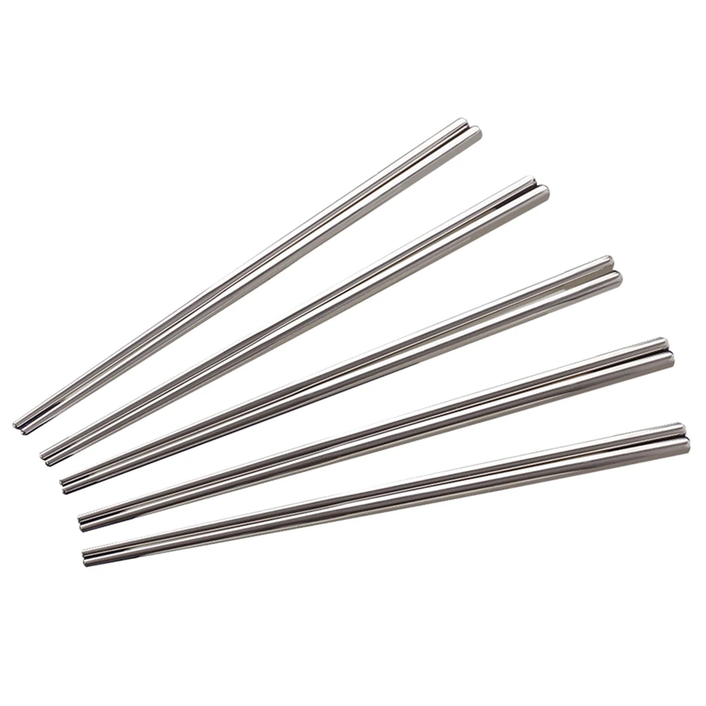

5Pairs Stainless Steel Chopsticks Square Body Non Deform Heat Resistant Reusable Metal Chopsticks for Rice Veggies Meat