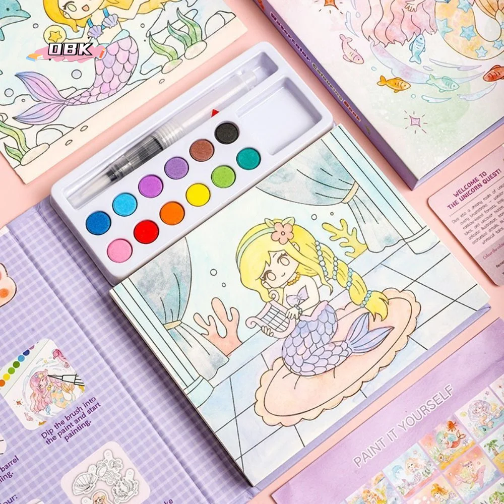 

Креативная книга-раскраска для граффити с гуашью, 10 цветных блоков, 24 страницы, набор для акварельной росписи, гуашевые ручки для рисования