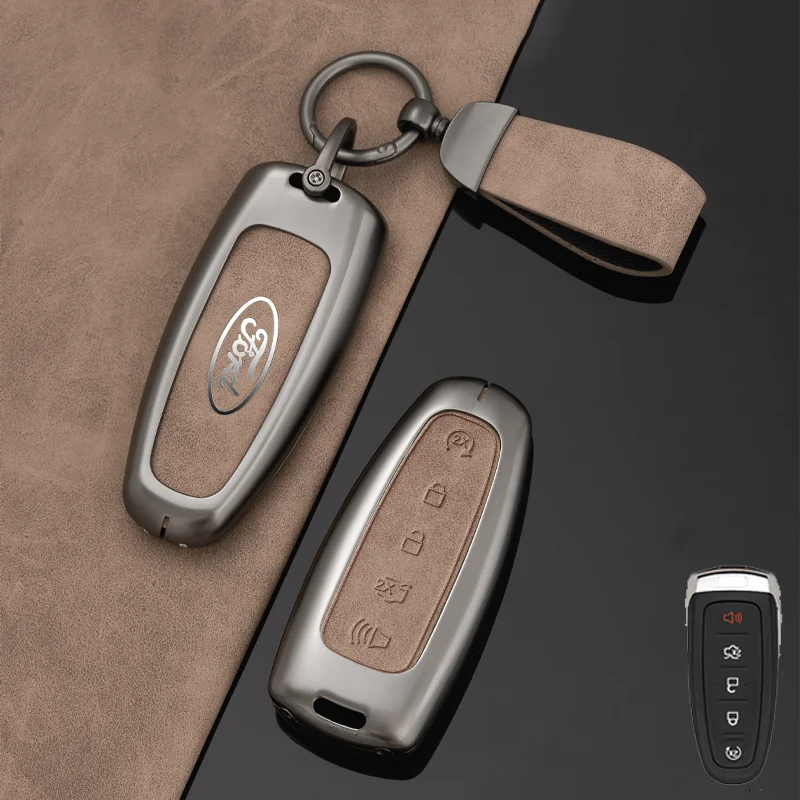 Zinc Alloy Car Remote Key Case Cover Shell Fob For Ford Explorer Edge Escape Flex Taurus 2011 2012 2013 2014 2015 Smart Key Bag