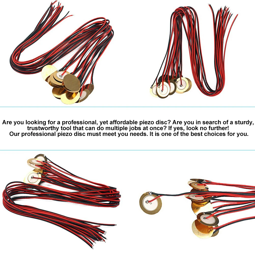 

12PCS Guitar Pickup Piezo Ceramic Discs Metal Wafer Plates Leads Suitable For Guitar Microphone Drum Easy Install Sound