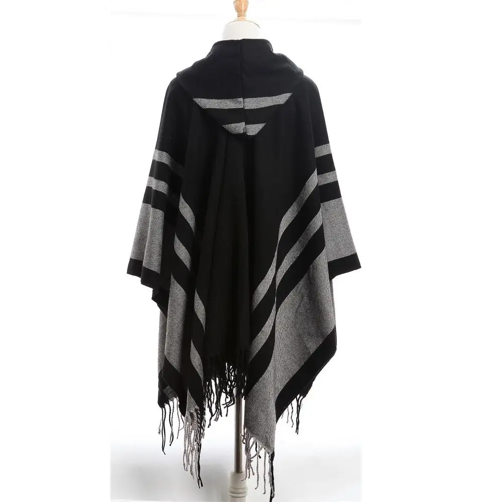 Luxo elegante inverno quente velo xale com capuz engrossar xale capa imitação cashmere envolve cachecol