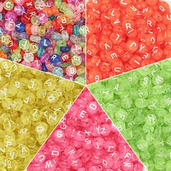 100pcs 7mm Letter Beads Pink Mix Oval Shape 26 Alphabet Charms DIY Beads For Bracelet Necklace Jewelry Making