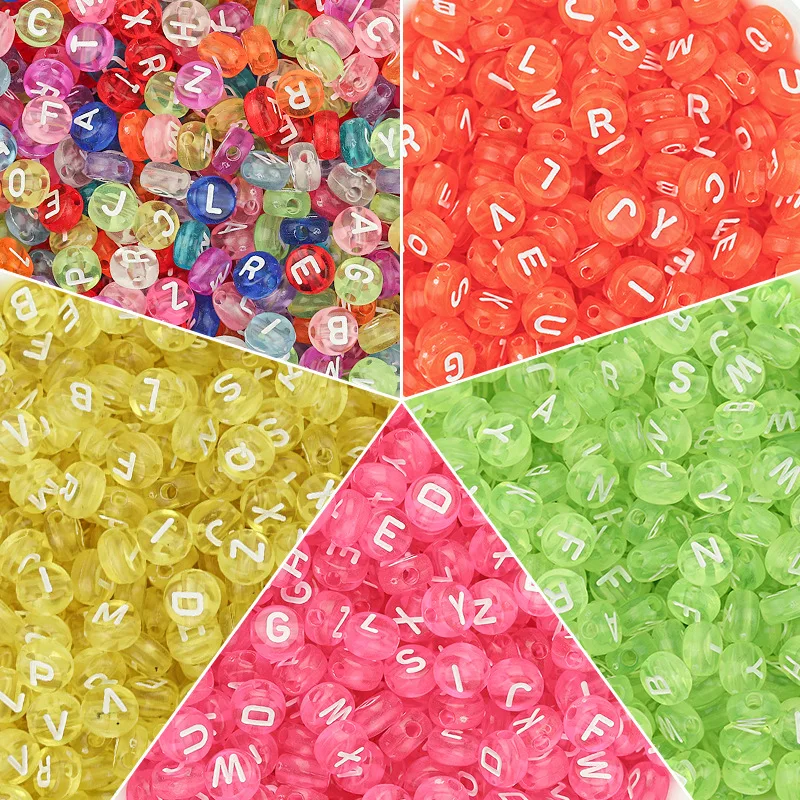 100pcs 7mm Letter Beads Pink Mix Oval Shape 26 Alphabet Charms DIY Beads For Bracelet Necklace Jewelry Making