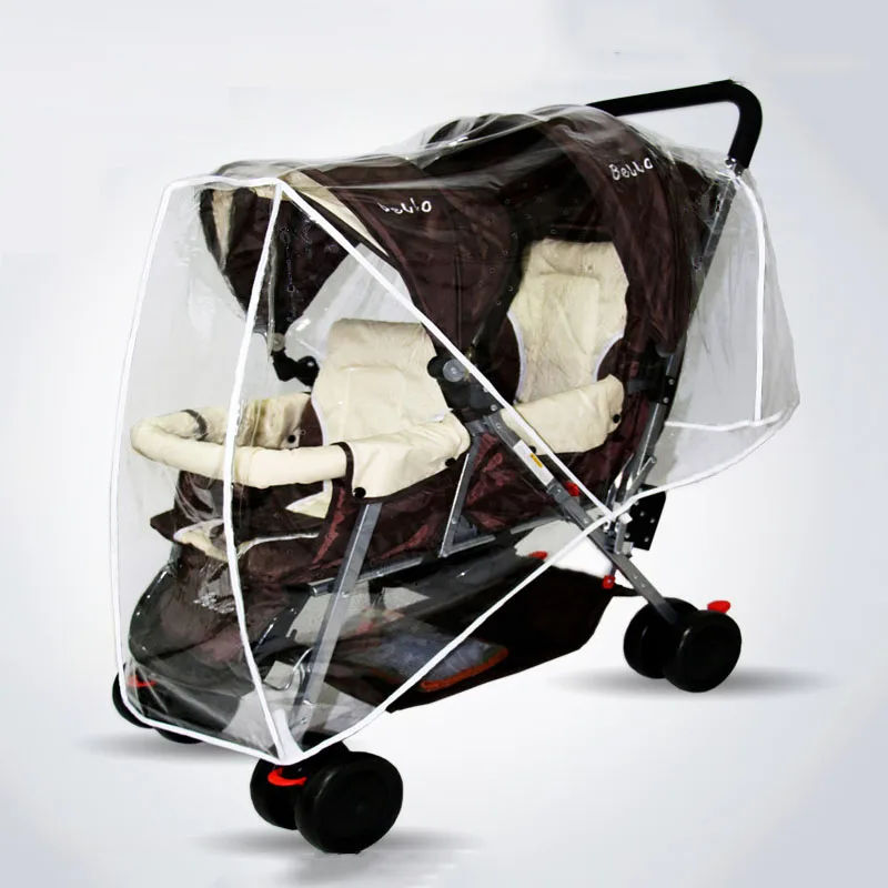 Infant Stroller Raincoat for Twins Baby Pushchairs Rain Cover Clear Stroller Raincoat Wind Dust Shield