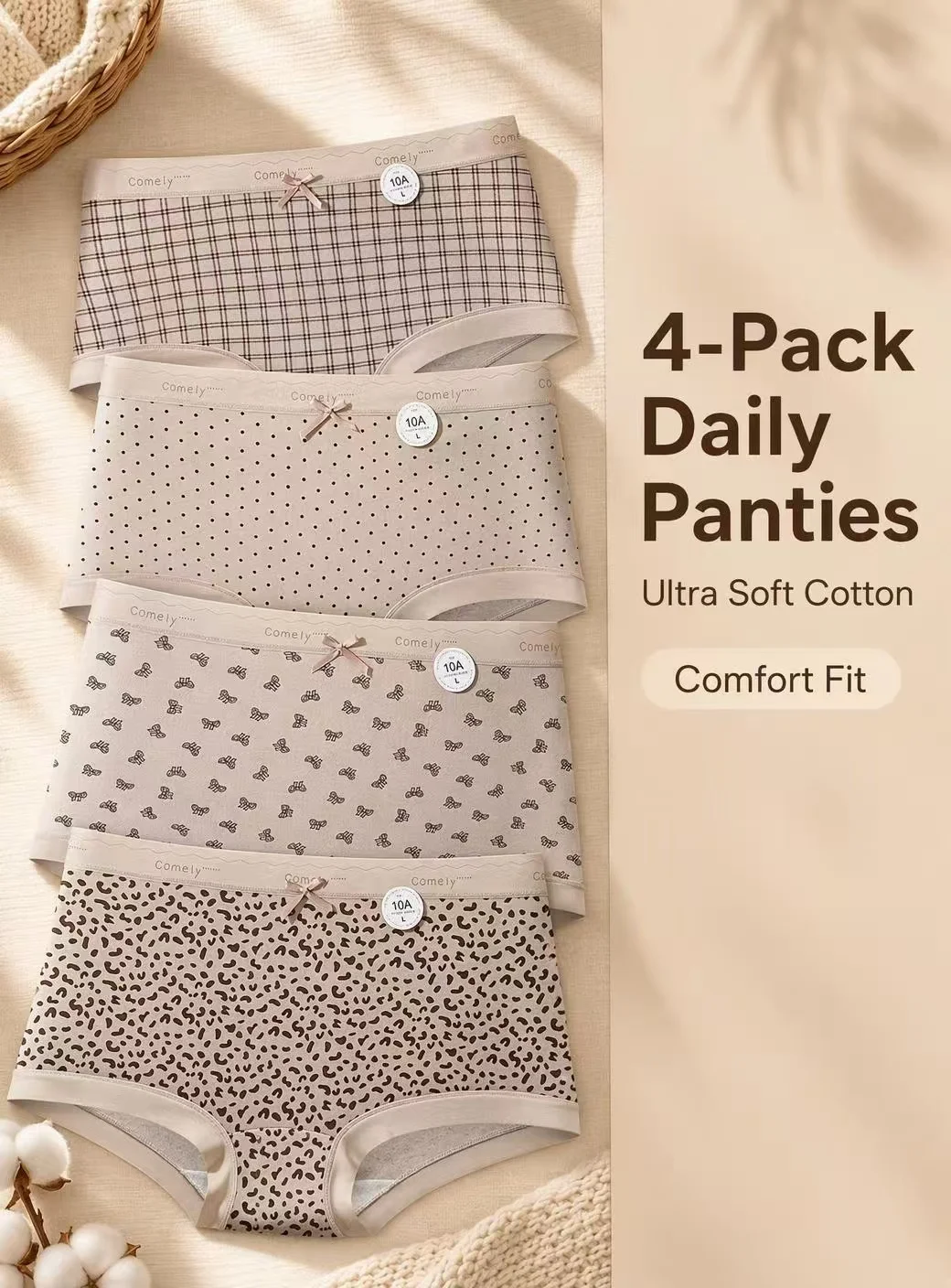 4pcs women's cotton panties fashion leopard print comfort boxer shorts mid waist seamless underpants women's boxer shorts