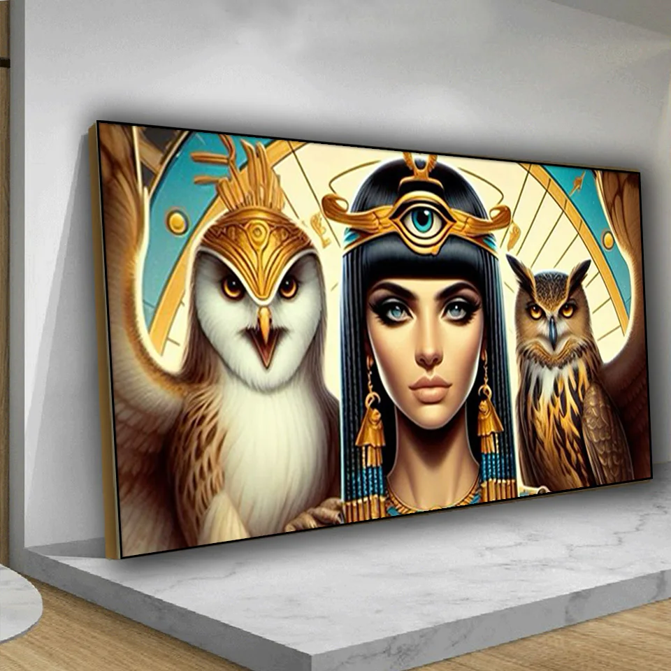 Egyptian Goddess And Owl Diy diamond painting New 2024 full square round Diamond Mosaic pattern embroidery portrait Home decor