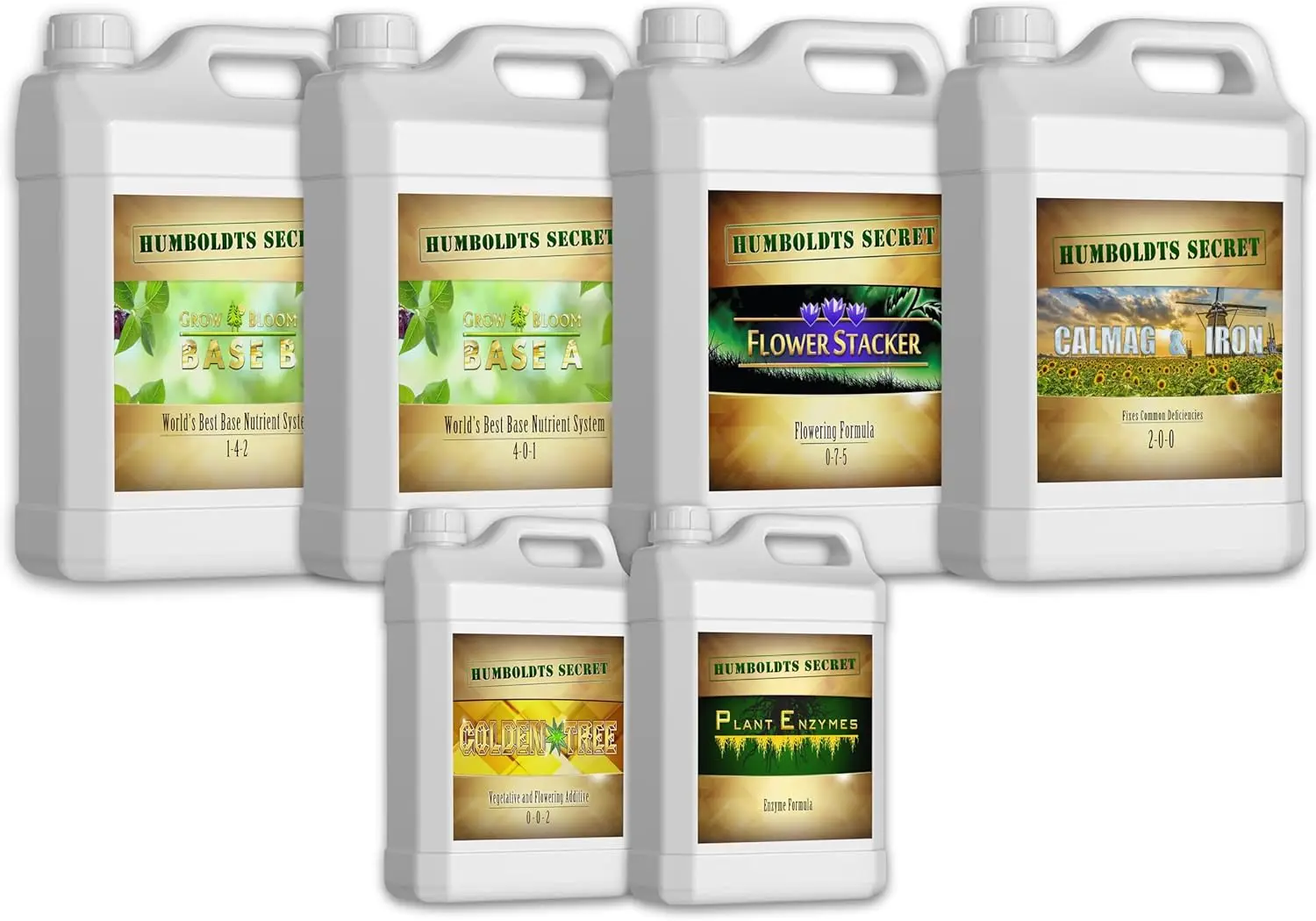 

World's Best Indoor & Outdoor Plant Fertilizer and Nutrient System: Base A & B Golden Tree Flower Stacker Plant Enzymes