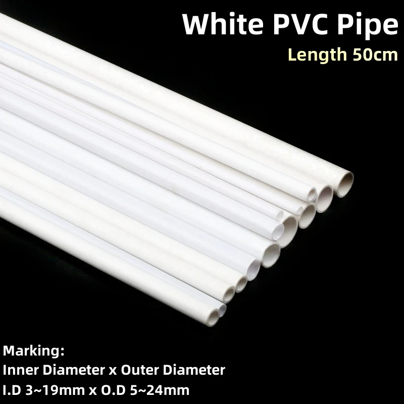2/5PCS 50cm O.D 5~24mm PVC Plastic Pipe Tube Aquarium Tank Water Pipe Planting Frame Tube Garden Irrigation Watering Fittings