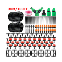 100ft 30m Auto Drip Irrigation System Kit Water Saving Timer Micro Sprinkler Garden Watering For Lawns Courtyards Gardens