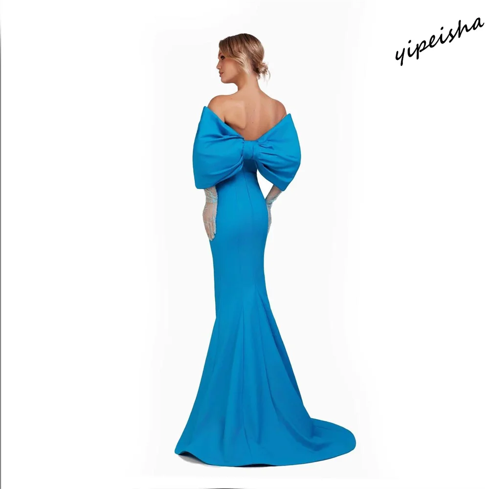 Yipeisha Prom Dress Eenvoudige Off-The-Shoulder Zeemeermin Vloer Lengte Avondjurken Strikken Satijn Aangepaste Jurken