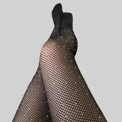 2021 Sexy Women Pantyhose Shiny Fishnetstocking High Quality Hollow Mesh  Diamonds Plaid Tights Sparkle Rhinestone Stockings