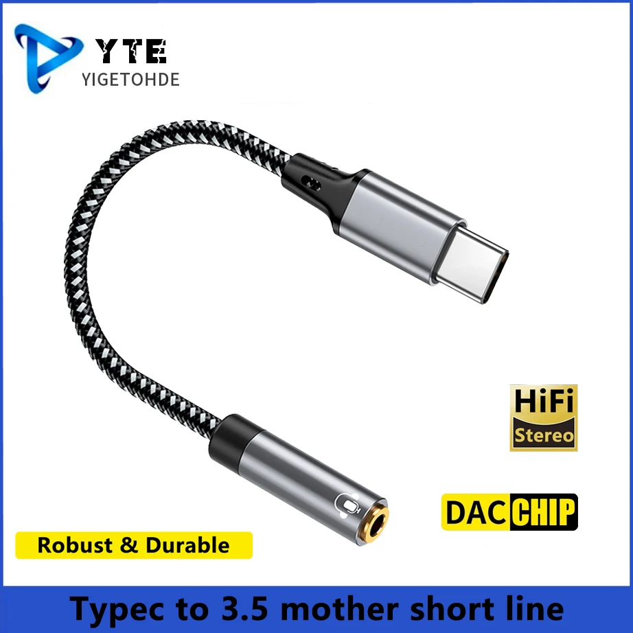 

YIGETOHDE Type C to 3.5mm Female Headphone Jack Adapter to USB-C Aux Audio Dongle Cable Cord for Headphone Speaker Car Stereo