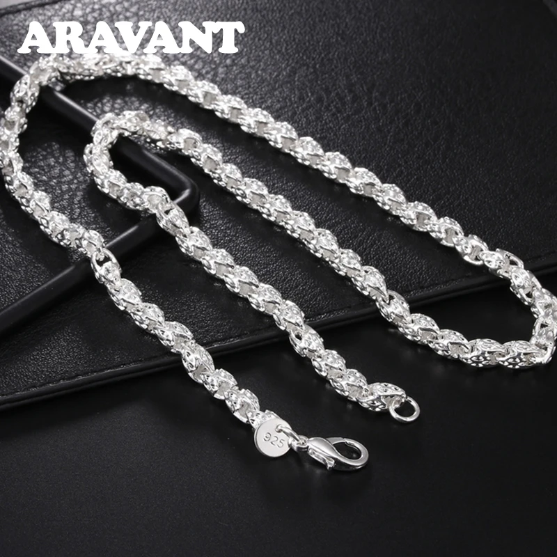 Aravant 925 Silver 5mm Link Chain Necklace For Men Women Fashion Jewelry