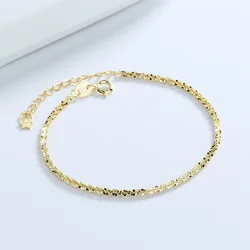 S925 Sterling Silver Female Bracelet 14K Gold plated 1.5mm/1.8mm chain Bracelets For Women Girls Fine Jewelry Wedding Gift
