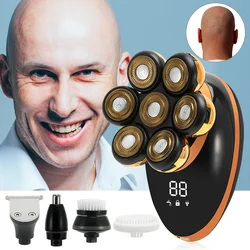 Nuovo rasoio per uomo 7D indipendente 7 Cutter Floating Head ricaricabile impermeabile rasoio elettrico multifunzione Trimmer per uomo