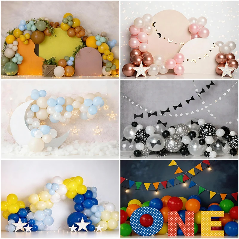 

LS Birthday Themed Balloon Party Backdrops Cake Smash Child Baby Photo Props Adult Kids Decors Photography Studio Backgrounds