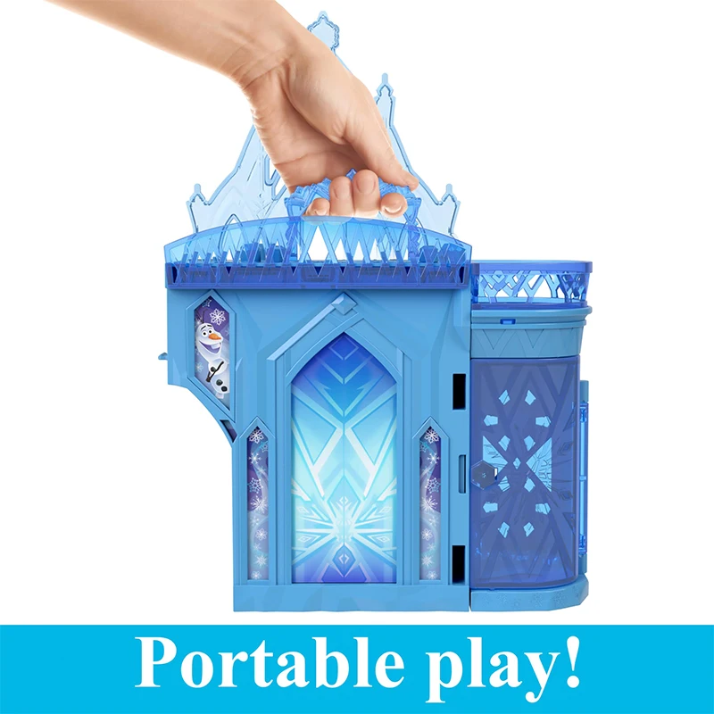 Disney-casa de muñecas de Frozen para niñas, juguetes interactivos originales de Frozen, Anna, Elsa, Castillo apilable, regalos de cumpleaños