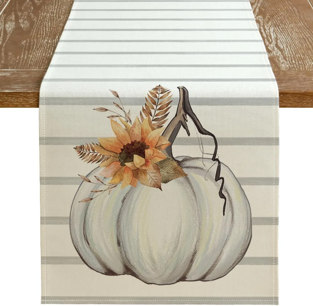 

Bohemian style Christmas table runner Thanksgiving holiday indoor and outdoor table decoration home autumn pumpkin orange table