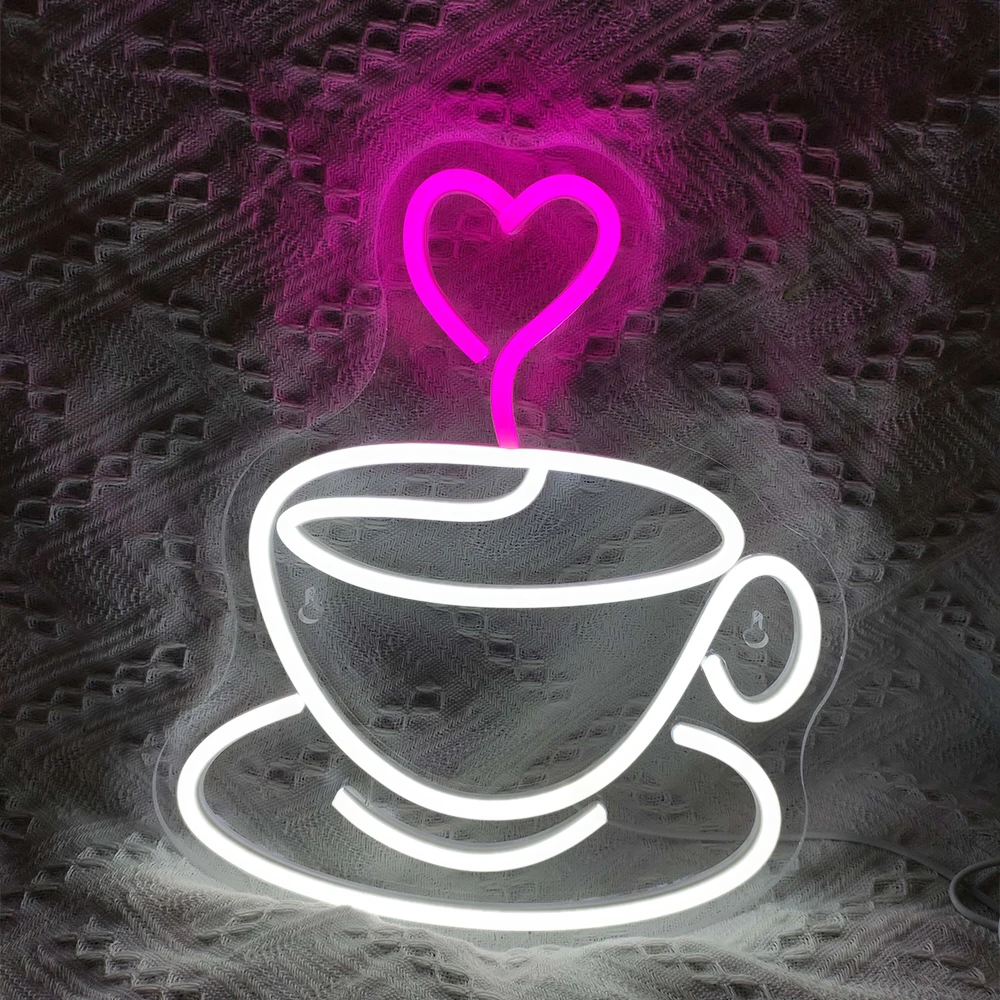 Coffee Cup Neon Sign Coffee Bar LED Neon Lights for Wall Art Decor for Kitchen Cafe Restaurant Shop Pub Club Party Neon