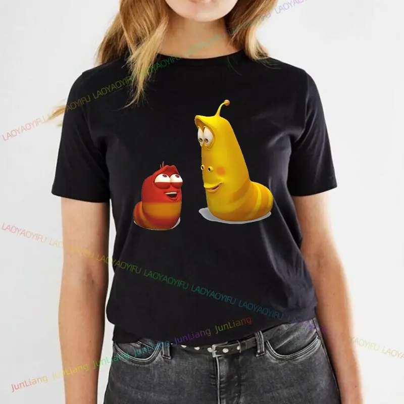 Cartoon larva printed children's funny T-shirt Korea Funny insect larvas  Tshirt Summer short sleeve Harajuku top