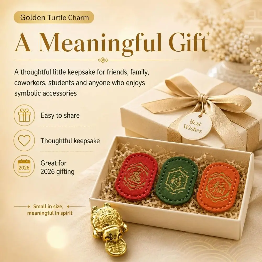 Fengshui Lucky Turtle Wallet Charm Coin Biting Leather Sleeve Golden Turtle Charm Detailed Shell Texture Handcrafted