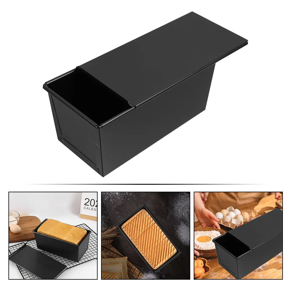 

Nonstick Carbon Steel Loaf Pan Baking Mold With Lid Heat Resistant Reusable Kitchen Bread Tool Smooth Handle Household