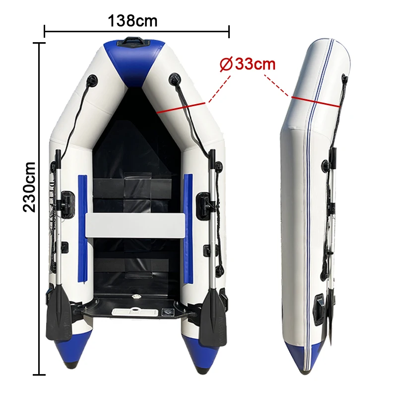 3 Person 0.9 MM PVC Inflatable Assault Boat 2.3M Speed Kayak Fishing Canoe with Accessories