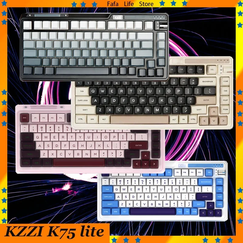 

Kzzi K75 Lite Mechanical Keyboard Wireless Bluetooth Wired 3mode 75% 82key Hot Swappable Rgb Game Office Keyboard Pc Accessories