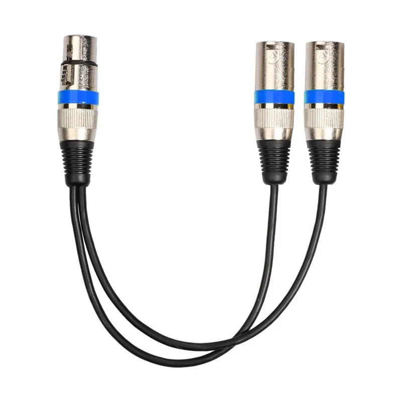 3Pin XLR Female Jack To Dual 2 Male Plug Y Splitter 30cm Adapter Cable Wire for Amplifier Speaker Headphone Mixer