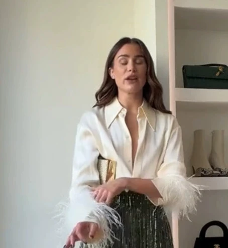 موضة جديدة تنورة قطعتين مجموعة النساء الترتر شرابة ألف خط التنانير ريشة المرقعة قميص 2 قطعة مجموعات العصرية الشارع الشهير الإناث #4