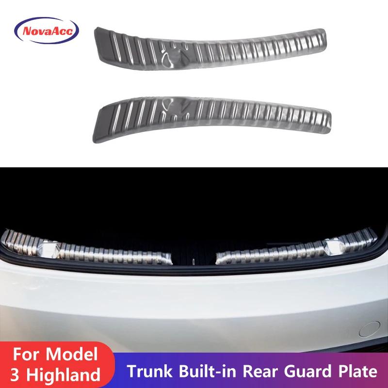

NovaAcc Trunk Stainless Steel Rear Guard Plate for Tesla Model 3 Highland 2024 2025 Arc Fit Scratch - Resistant Trunk Protector