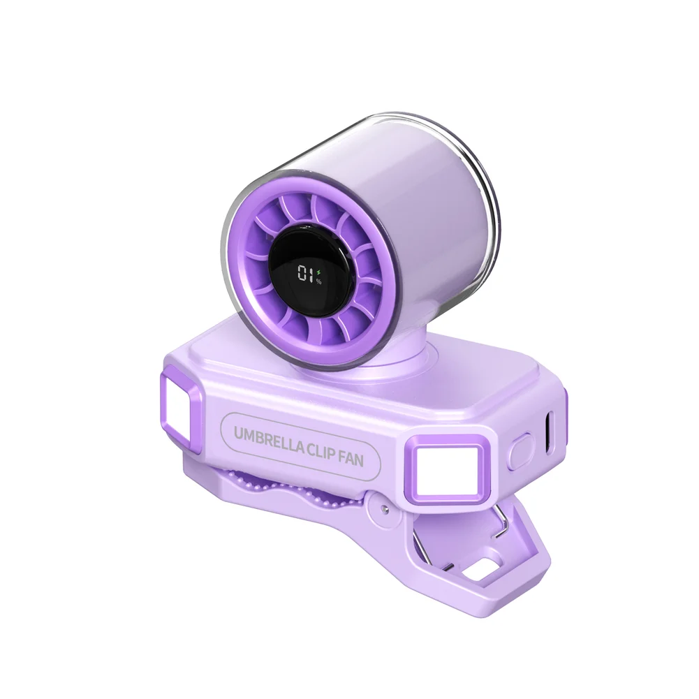 Clip Fan for Umbrella or Bag with 360 Degree Swivel Head and Precise 100-Level Airflow Control for Outdoor Cooling