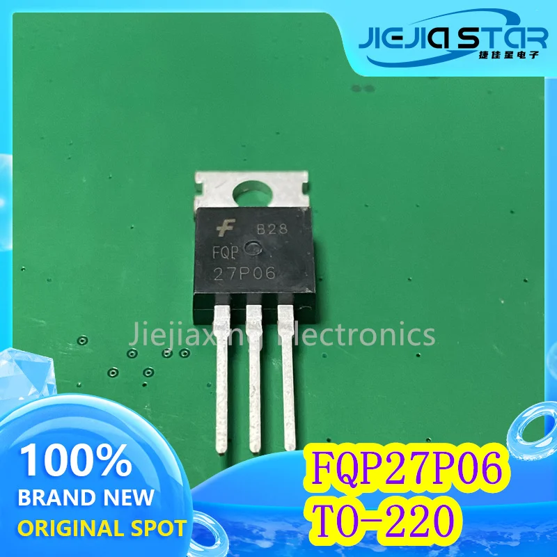 Tubo de efecto de campo para electrónica, FQP27P06, 100% nuevo, importado en Stock, TO-220, MOS, 60V, 27A, 4 piezas