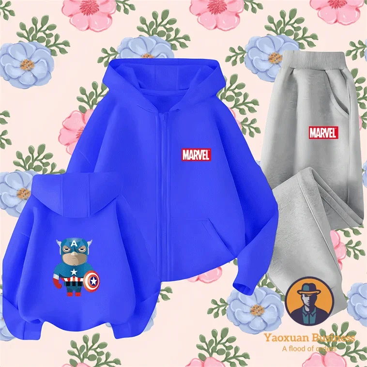 مجموعة هوديي بسحاب من سلسلة Marvel العصرية للأولاد والبنات الصغار مطبوع عليها رسوم كرتونية لطيفة مقاومة للرياح دافئة لخريف وشتاء جديد #5