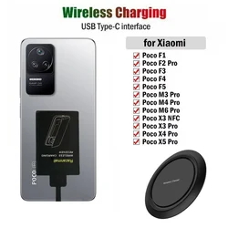 Wireless Charger PAD+Type-c Qi 5W Receiver RZ01 For Xiaomi Poco F4 F3 F2 Pro M3 M4 Pro X3 X4 Pro NFC 5G