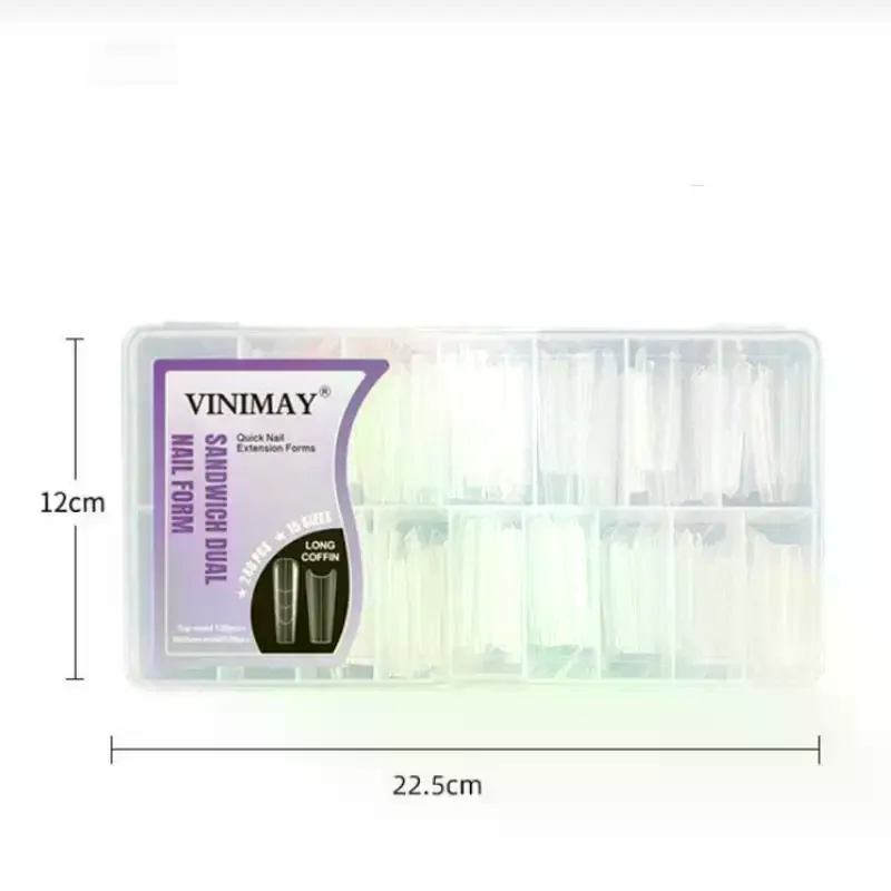 240 قطعة ساندويتش أشكال أظافر مزدوجة 15 حجم ملحقات-شكال مزدوجة قالب سفلي طويل نعش اللوز مسمار الفن أشكال مانيكير أداة #6