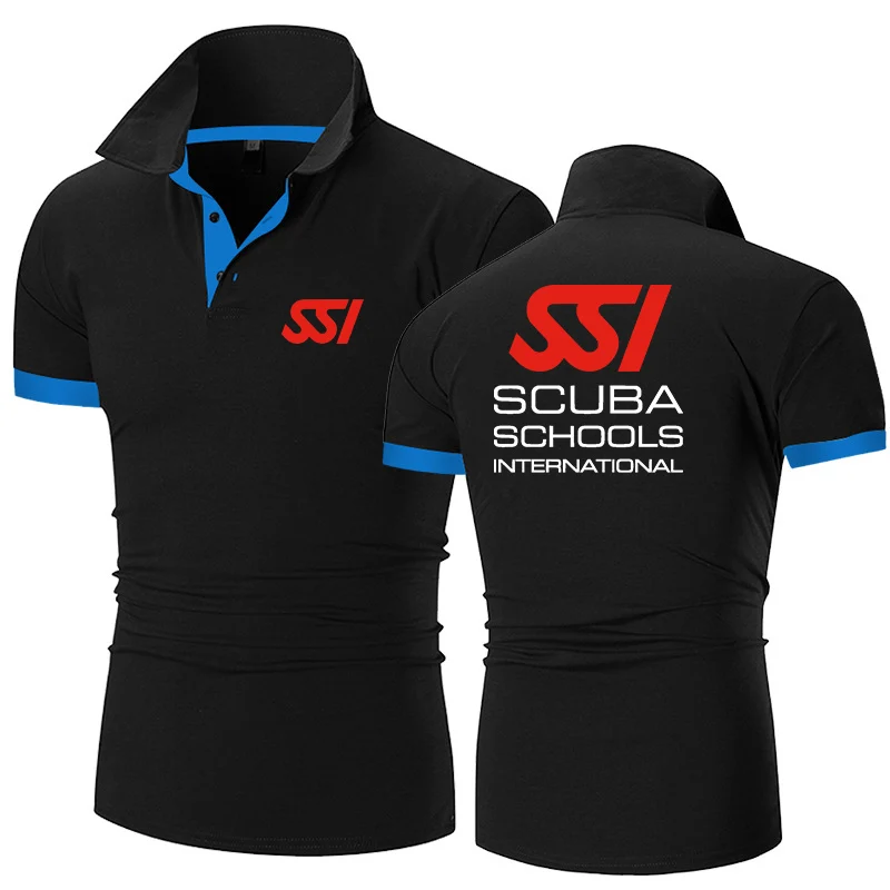 2024 New Scuba Diving Dive SSI Cotton Polo Shirts for Men Casual Solid Color Slim Fit Mens Polos Summer Fashion Brand Clothing