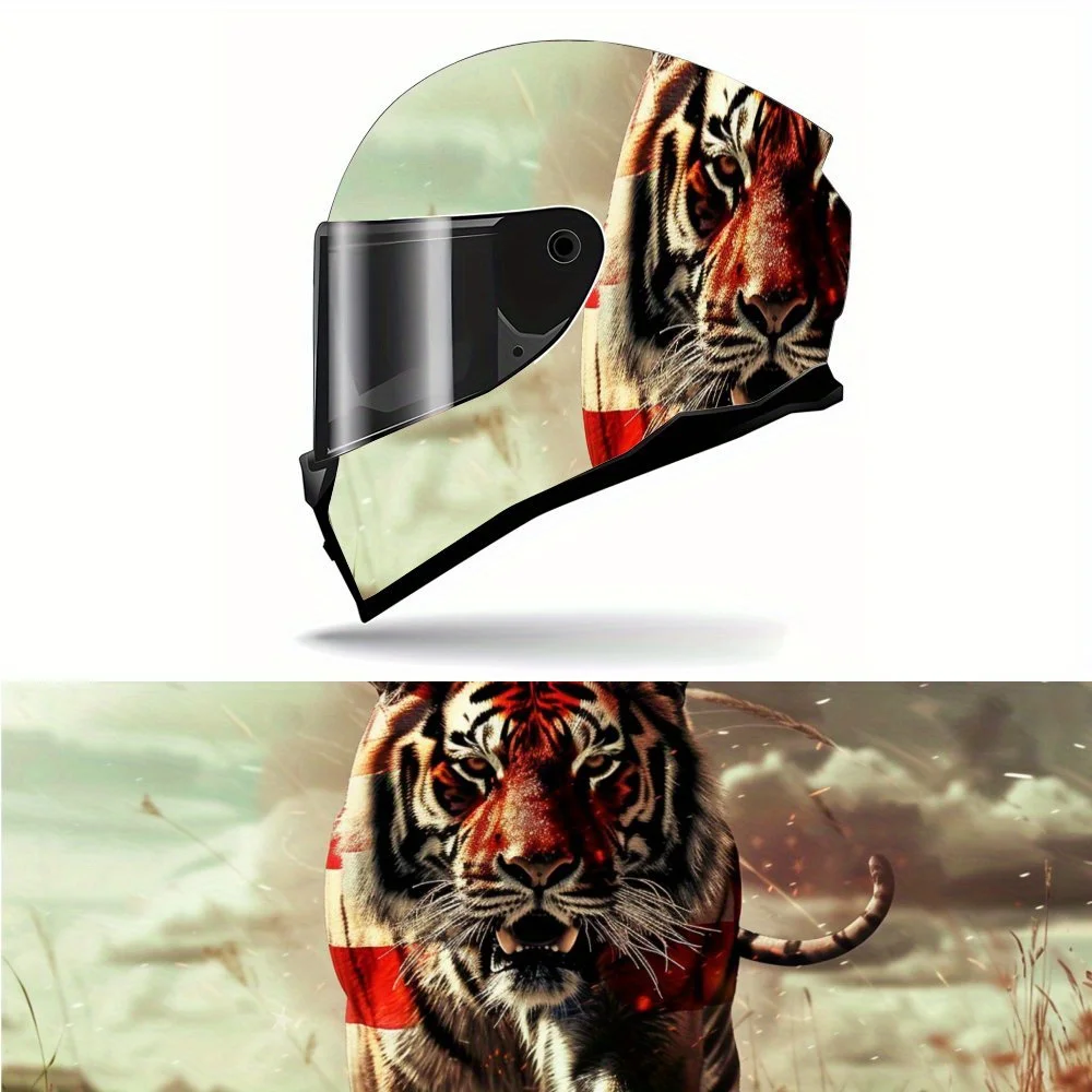 Unique and Fashionable American Flag Pattern Tiger Motorcycle Helmet Vinyl Wraps Sticker, Personalized Helmet Decoration Decal,