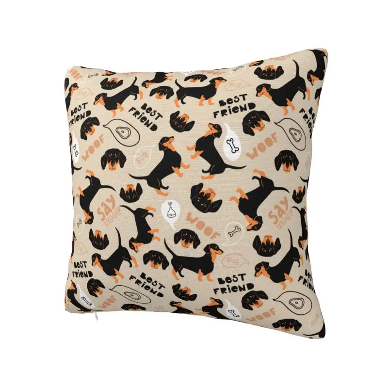 Cute Dachshund Dog Cushion Cover 55x55 cm Polyester Velvet Throw Pillow Case For Sofa Car Seat Home Decoration Pillowcase